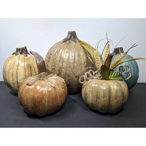 Fall Faux Pumpkins Foam Hand Painted Thanksgiving Halloween Decor 10.5" 8" 4"